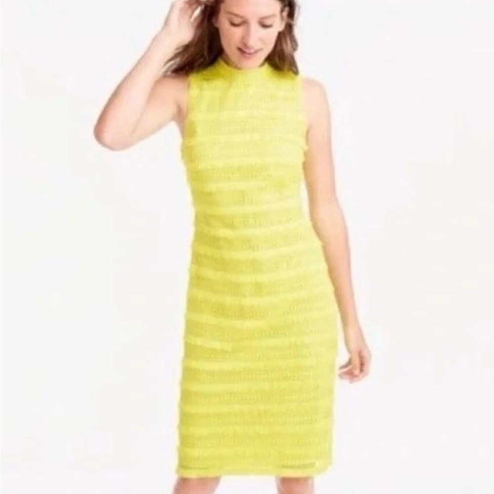 J. Crew yellow Sheath Midi Dress Mock Neck Sleeveless